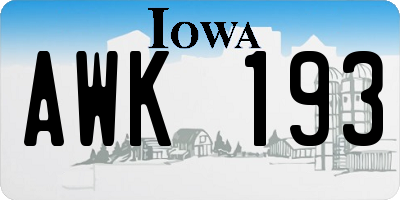 IA license plate AWK193