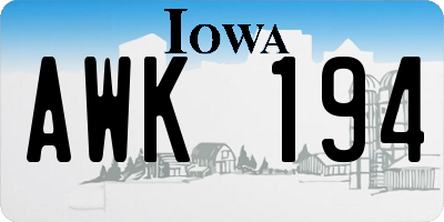 IA license plate AWK194