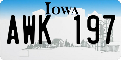 IA license plate AWK197