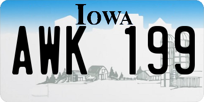 IA license plate AWK199