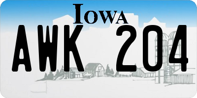 IA license plate AWK204