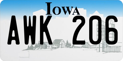 IA license plate AWK206