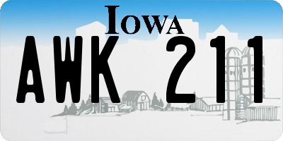 IA license plate AWK211