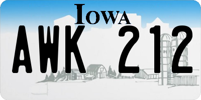 IA license plate AWK212