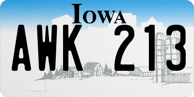 IA license plate AWK213
