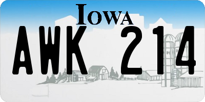 IA license plate AWK214