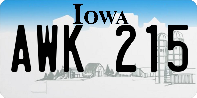 IA license plate AWK215