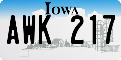 IA license plate AWK217