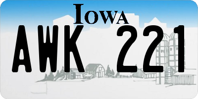 IA license plate AWK221