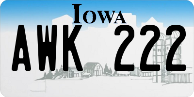 IA license plate AWK222