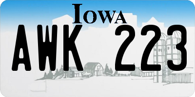 IA license plate AWK223