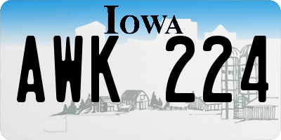IA license plate AWK224