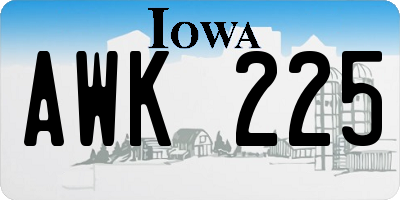 IA license plate AWK225