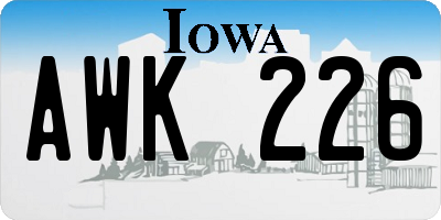 IA license plate AWK226