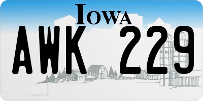 IA license plate AWK229