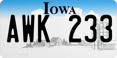 IA license plate AWK233