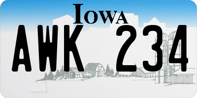 IA license plate AWK234