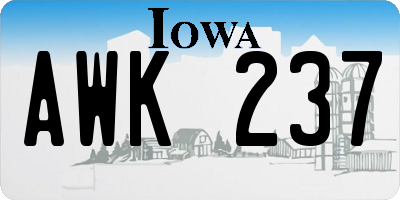 IA license plate AWK237
