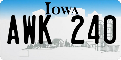 IA license plate AWK240
