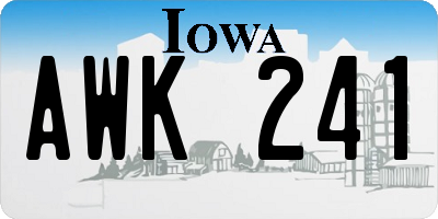 IA license plate AWK241