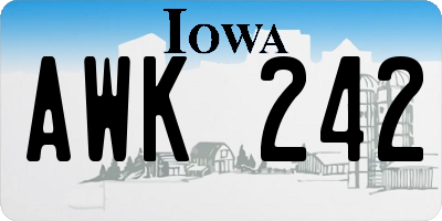 IA license plate AWK242