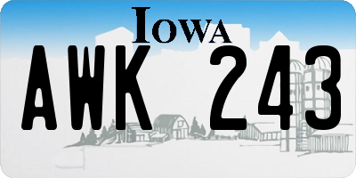 IA license plate AWK243