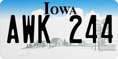 IA license plate AWK244