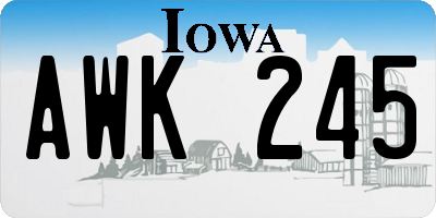 IA license plate AWK245