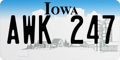 IA license plate AWK247