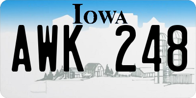 IA license plate AWK248