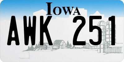 IA license plate AWK251