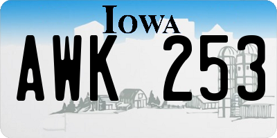 IA license plate AWK253