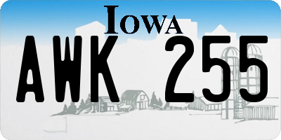 IA license plate AWK255