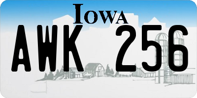 IA license plate AWK256
