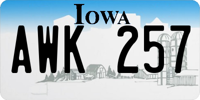 IA license plate AWK257
