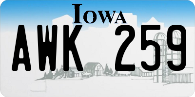 IA license plate AWK259