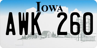 IA license plate AWK260