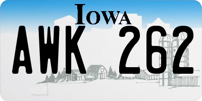 IA license plate AWK262