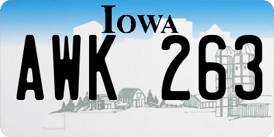 IA license plate AWK263