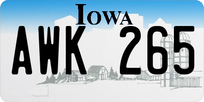 IA license plate AWK265