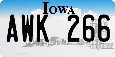 IA license plate AWK266