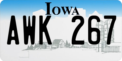 IA license plate AWK267