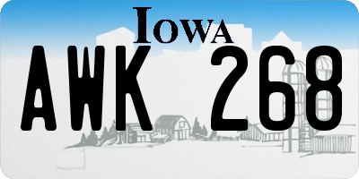 IA license plate AWK268