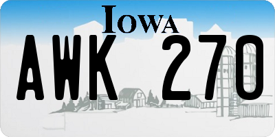 IA license plate AWK270