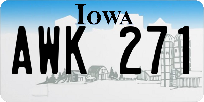 IA license plate AWK271