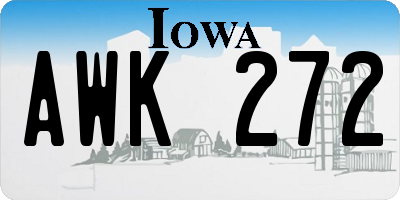 IA license plate AWK272
