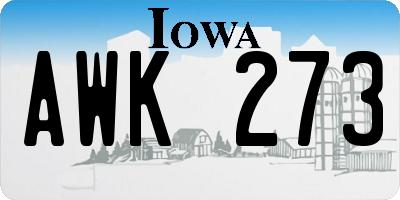 IA license plate AWK273