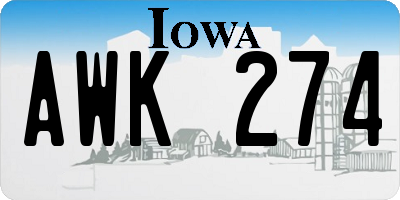 IA license plate AWK274
