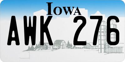 IA license plate AWK276