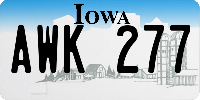 IA license plate AWK277